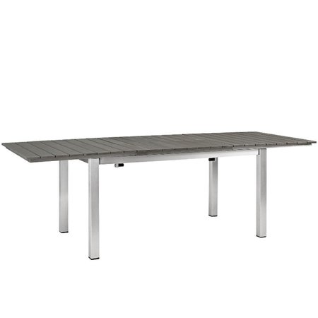 MODWAY Shore Outdoor Patio Wood Dining Table, Silver and Gray EEI-2257-SLV-GRY